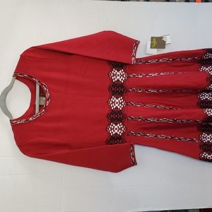 Taylor ladies knit 3/4 sleeve crew neck flare skirt dress size XL